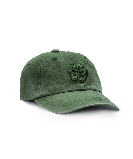CASQUETTE BRODÉE 3D HIBISCUS VERT MENTHE TON SUR TON
