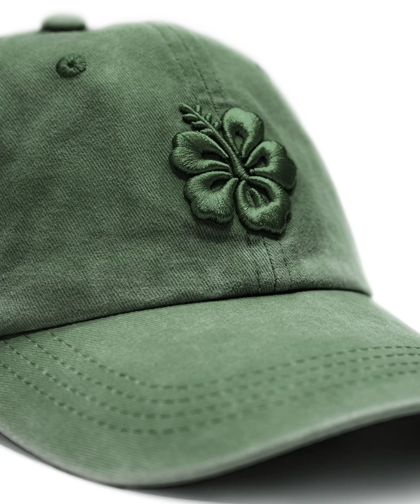 CASQUETTE BRODÉE 3D HIBISCUS VERT MENTHE TON SUR TON