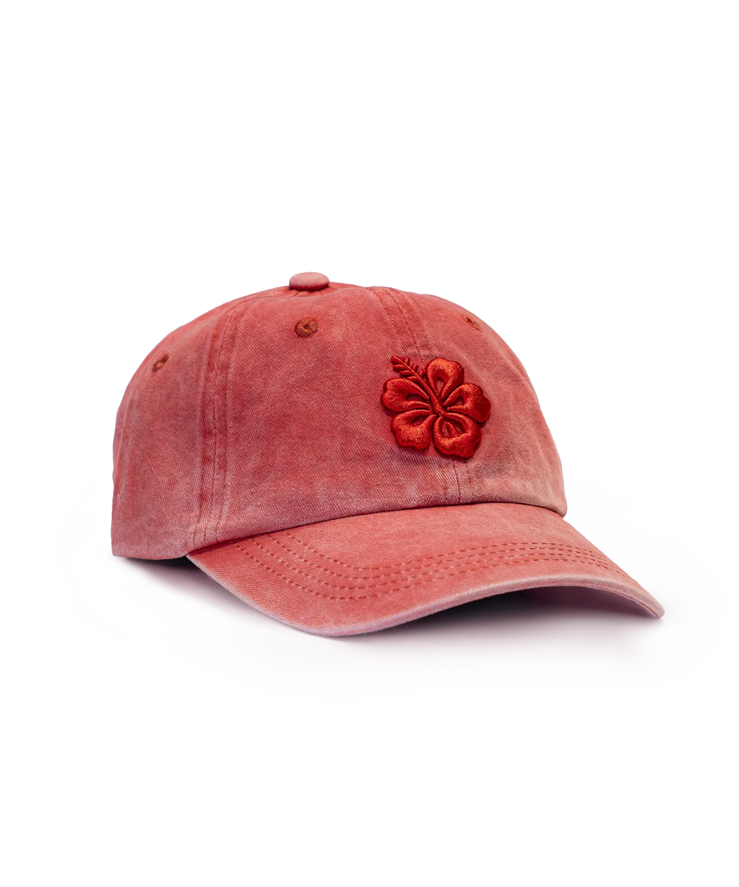 CASQUETTE BRODÉE 3D HIBISCUS ROUGE TON SUR TON