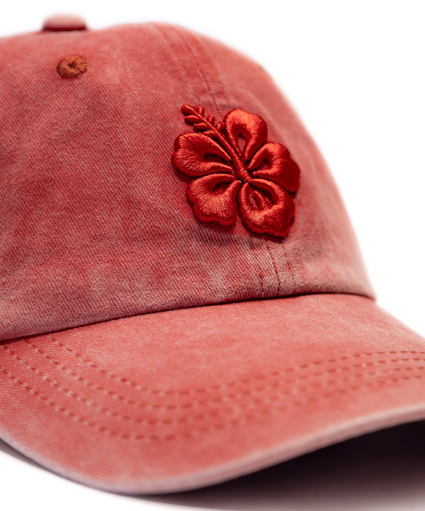 CASQUETTE BRODÉE 3D HIBISCUS ROUGE TON SUR TON