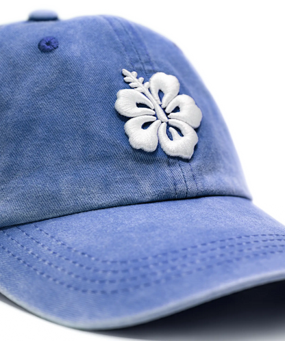 CASQUETTE BRODÉE 3D HIBISCUS BLEU DE MAJORELLE