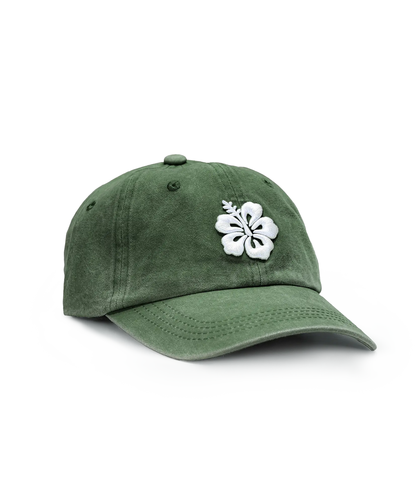 CASQUETTE BRODÉE 3D HIBISCUS VERT MENTHE
