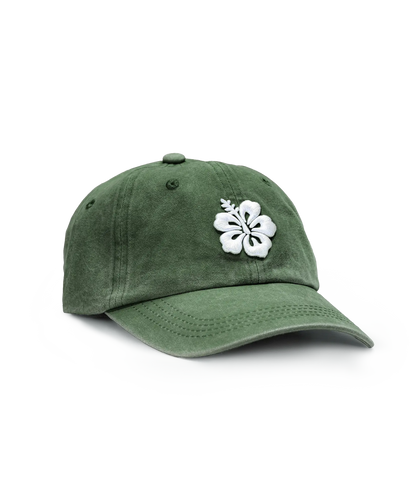 CASQUETTE BRODÉE 3D HIBISCUS VERT MENTHE