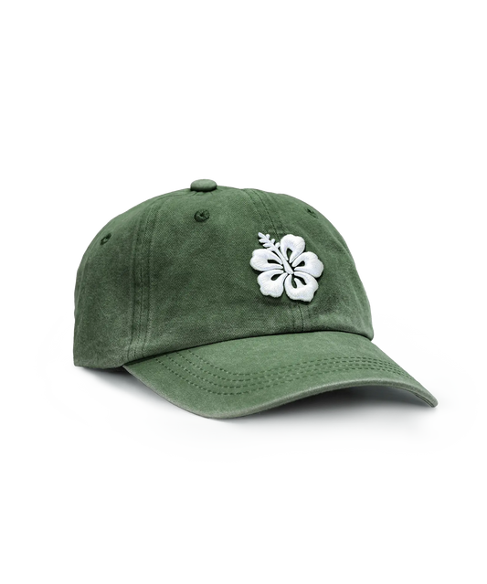 CASQUETTE BRODÉE 3D HIBISCUS VERT MENTHE