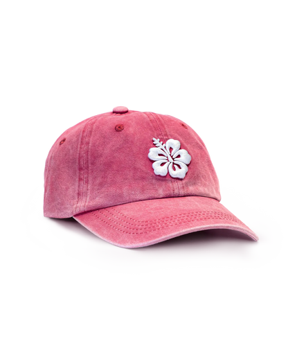 CASQUETTE BRODÉE 3D HIBISCUS ROSE FRAMBOISE