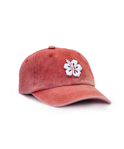 CASQUETTE BRODÉE 3D HIBISCUS ROUGE
