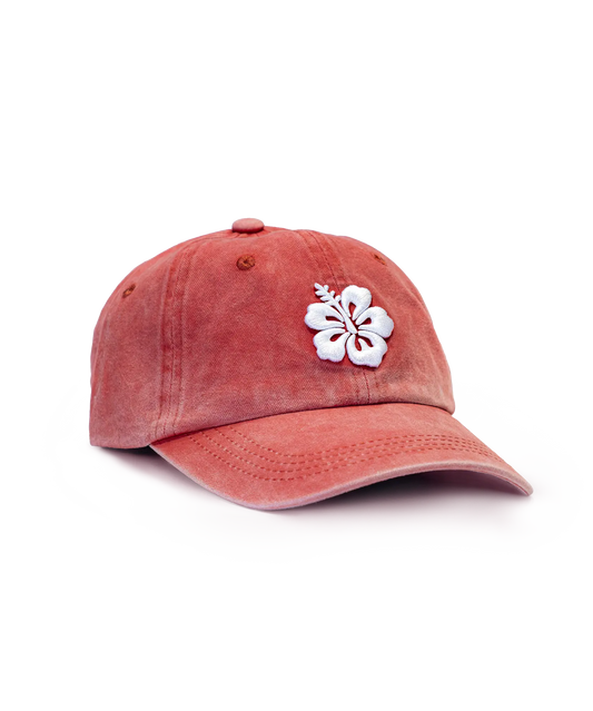CASQUETTE BRODÉE 3D HIBISCUS ROUGE