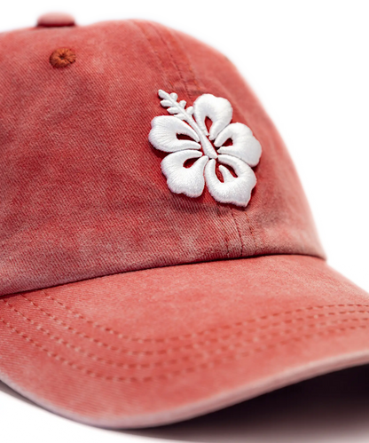 CASQUETTE BRODÉE 3D HIBISCUS ROUGE