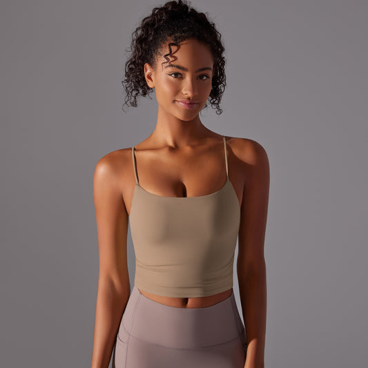 BRASSIÈRE DE SPORT BEIGE FINES BRETELLES MAINTIEN ET CONFORT