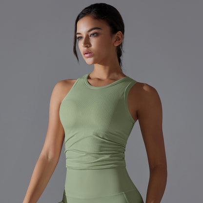 BRASSIÈRE DE SPORT CÔTELÉE PISTACHE CONFORT ÉLÉGANCE ATHLEISURE