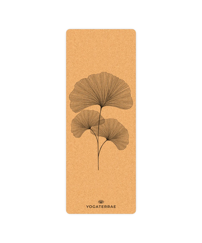 YOGAMATTE KORK & GUMMI RUTSCHFEST GINKGOS BILOBA MIT TASCHE