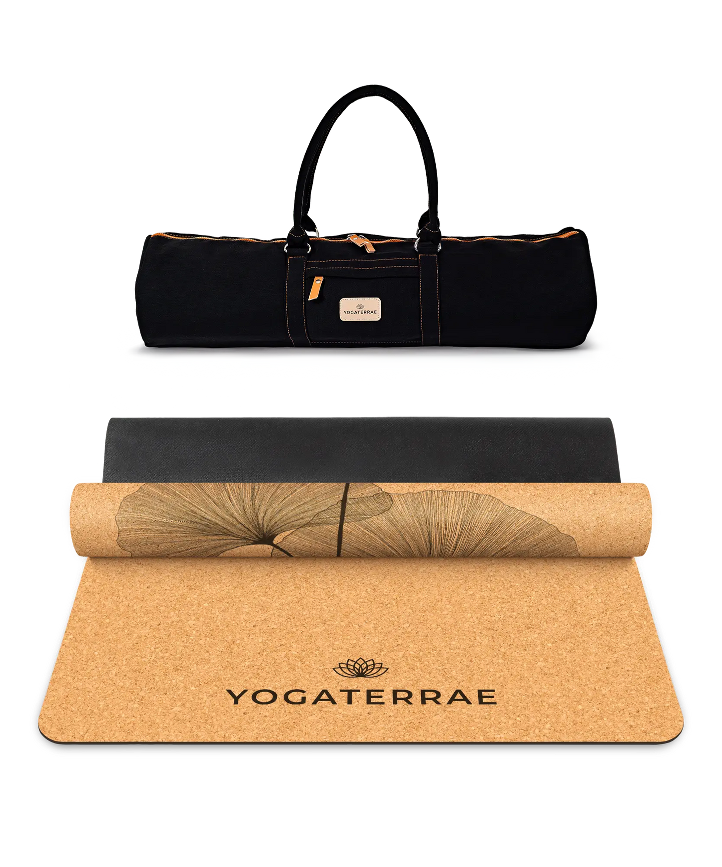 YOGAMATTE KORK & GUMMI RUTSCHFEST GINKGOS BILOBA MIT TASCHE
