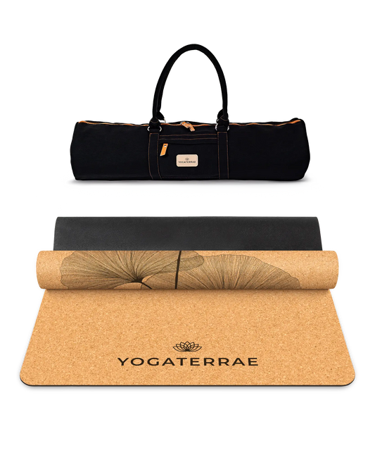 TAPIS DE YOGA LIÈGE & CAOUTCHOUC ANTIDÉRAPANT GINKGOS BILOBA AVEC SAC