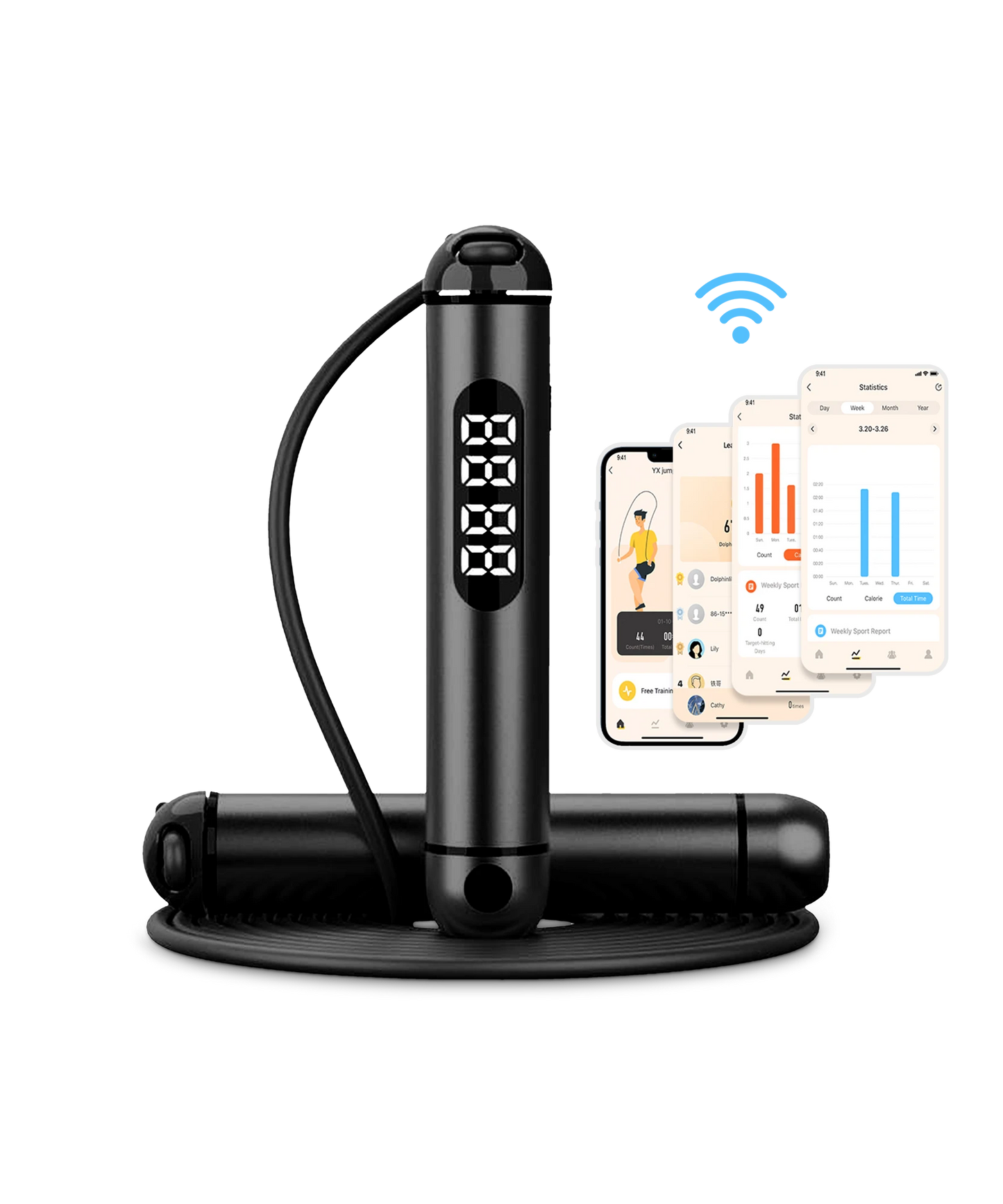 CORDE À SAUTER CONNECTÉE BLUETOOTH – NOIR