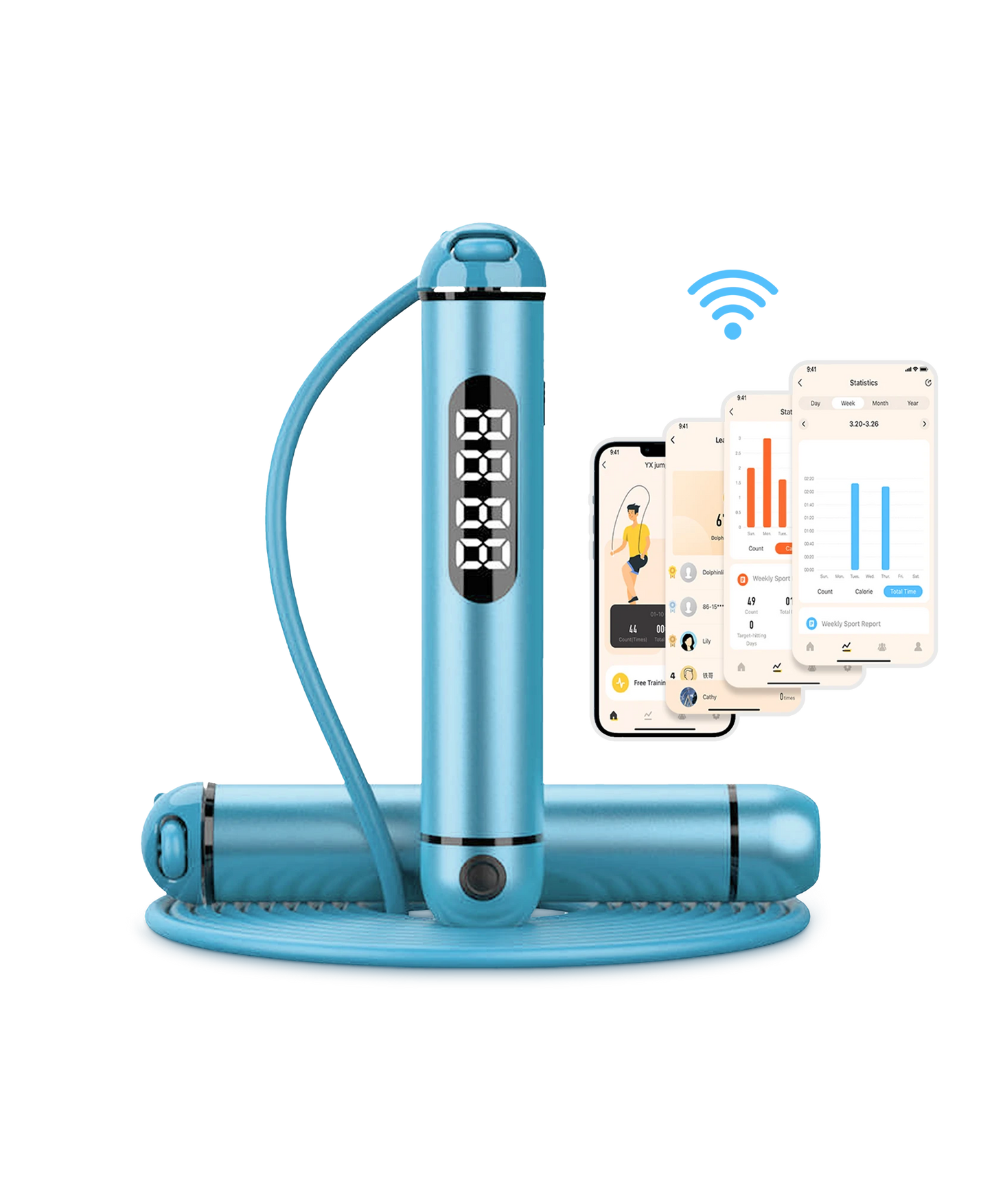 CORDE À SAUTER CONNECTÉE BLUETOOTH – BLEU