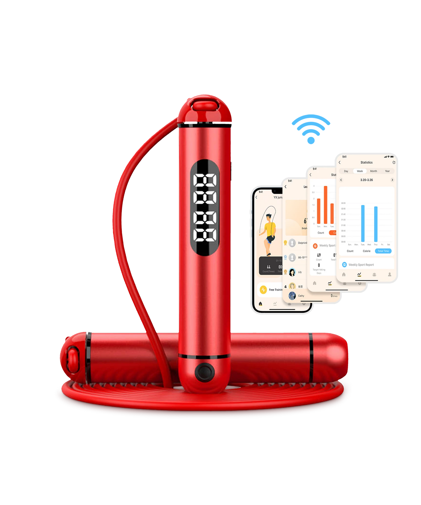 CORDE À SAUTER CONNECTÉE BLUETOOTH – ROUGE