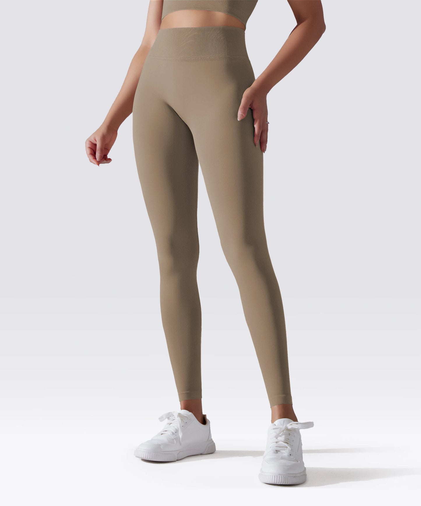 LEGGING FEMME BEIGE MAINTIEN ET CONFORT POUR YOGA-FITNESS-PILATES