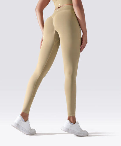 LEGGING FEMME BEIGE MAINTIEN ET CONFORT POUR YOGA-FITNESS-PILATES