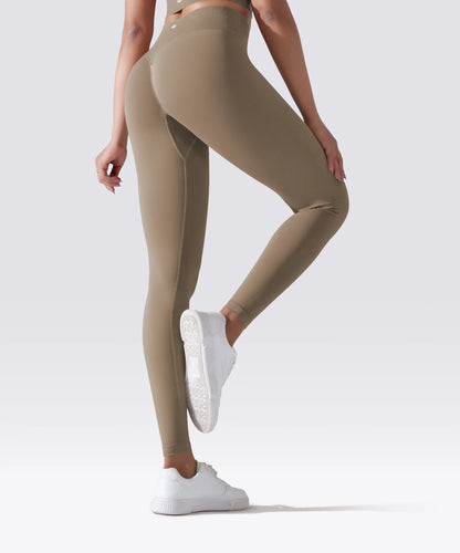 LEGGING FEMME BEIGE MAINTIEN ET CONFORT POUR YOGA-FITNESS-PILATES