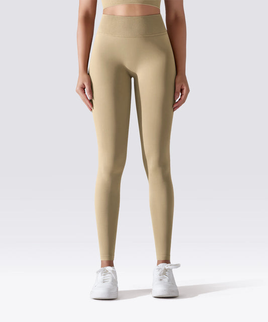 LEGGING FEMME BEIGE MAINTIEN ET CONFORT POUR YOGA-FITNESS-PILATES