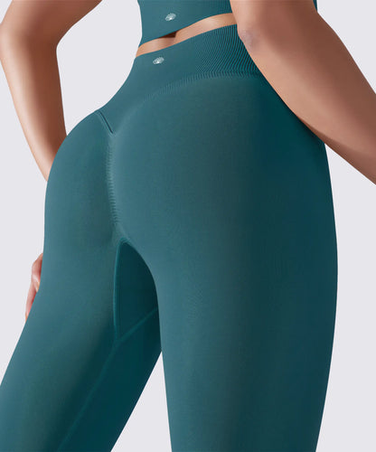LEGGING FEMME BLEU ÉMERAUDE MAINTIEN ET CONFORT POUR YOGA-FITNESS-PILATES