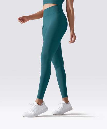 LEGGING FEMME BLEU ÉMERAUDE MAINTIEN ET CONFORT POUR YOGA-FITNESS-PILATES