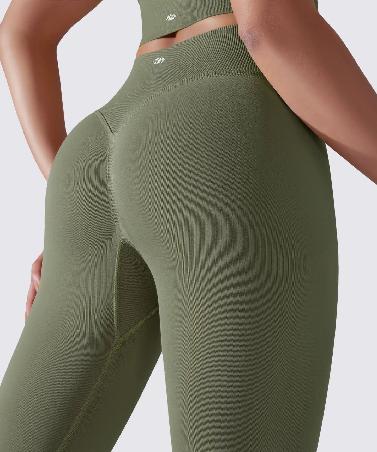 LEGGING FEMME KAKI OLIVE MAINTIEN ET CONFORT POUR YOGA-FITNESS-PILATES