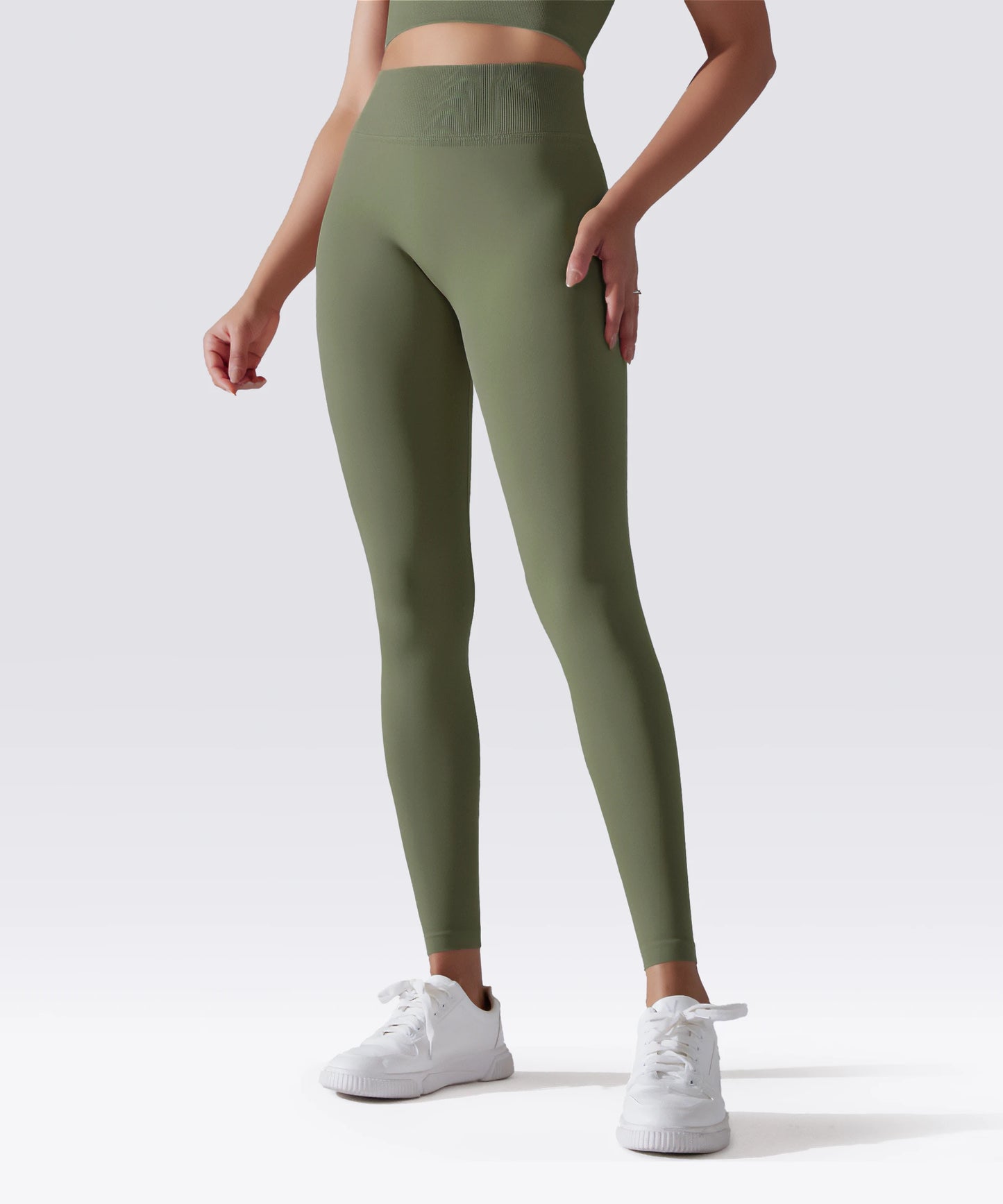 LEGGING FEMME KAKI OLIVE MAINTIEN ET CONFORT POUR YOGA-FITNESS-PILATES