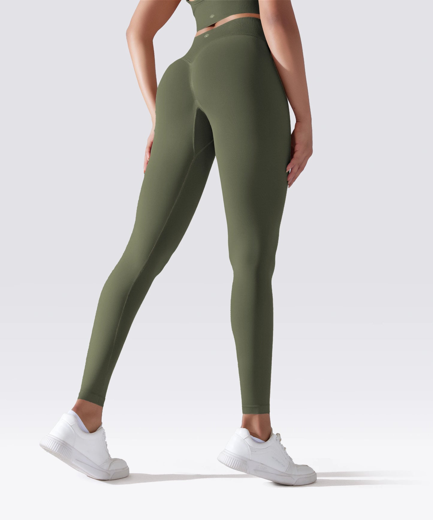 LEGGING FEMME KAKI OLIVE MAINTIEN ET CONFORT POUR YOGA-FITNESS-PILATES