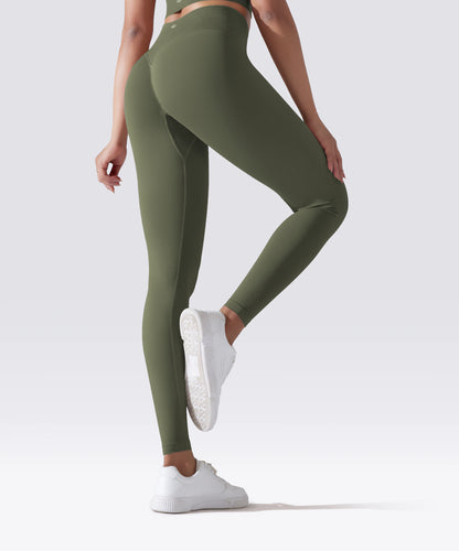 LEGGING FEMME KAKI OLIVE MAINTIEN ET CONFORT POUR YOGA-FITNESS-PILATES
