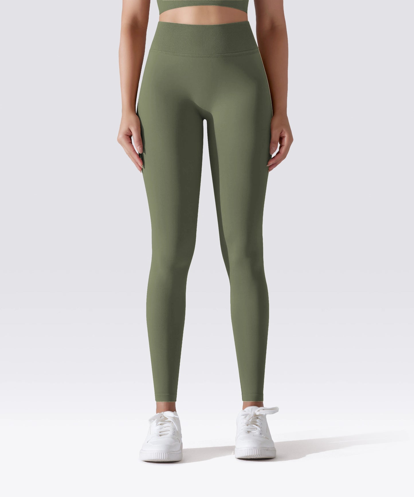 LEGGING FEMME KAKI OLIVE MAINTIEN ET CONFORT POUR YOGA-FITNESS-PILATES