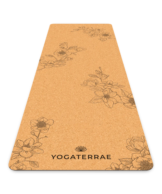 YOGAMATTE KORK & NATURKAUTSCHUK RUTSCHFEST MAGNOLIEN