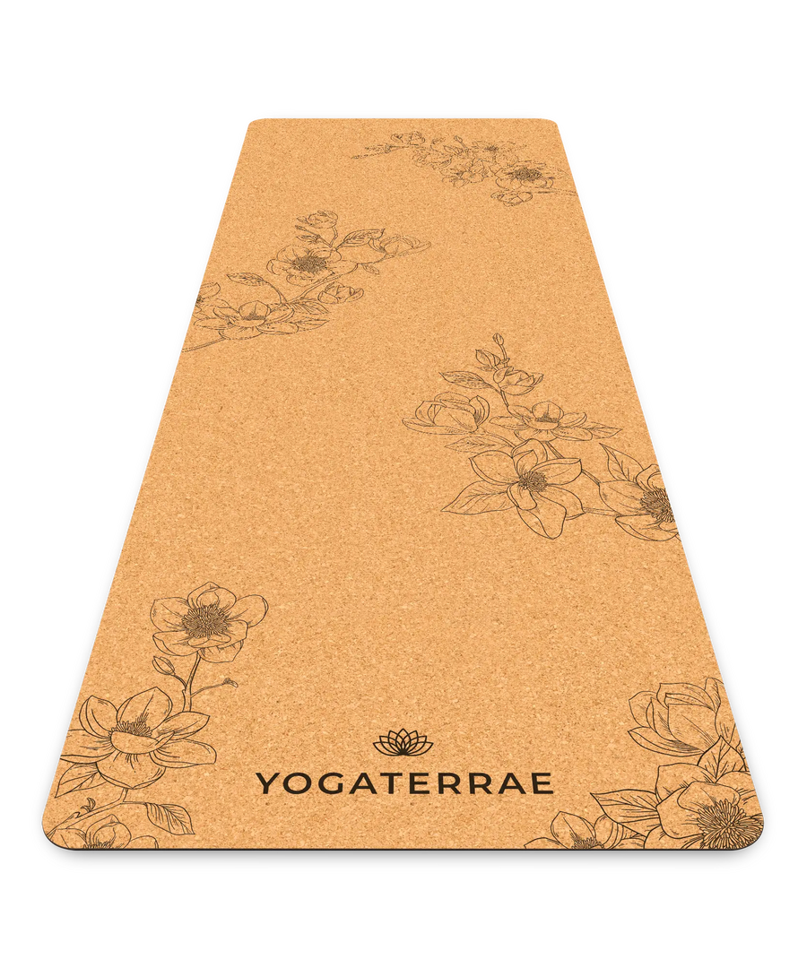 TAPIS DE YOGA MAGNOLIAS LIÈGE & CAOUTCHOUC NATUREL + SANGLE