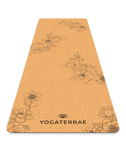 TAPIS DE YOGA LIÈGE & CAOUTCHOUC ANTIDÉRAPANT MAGNOLIAS AVEC SAC