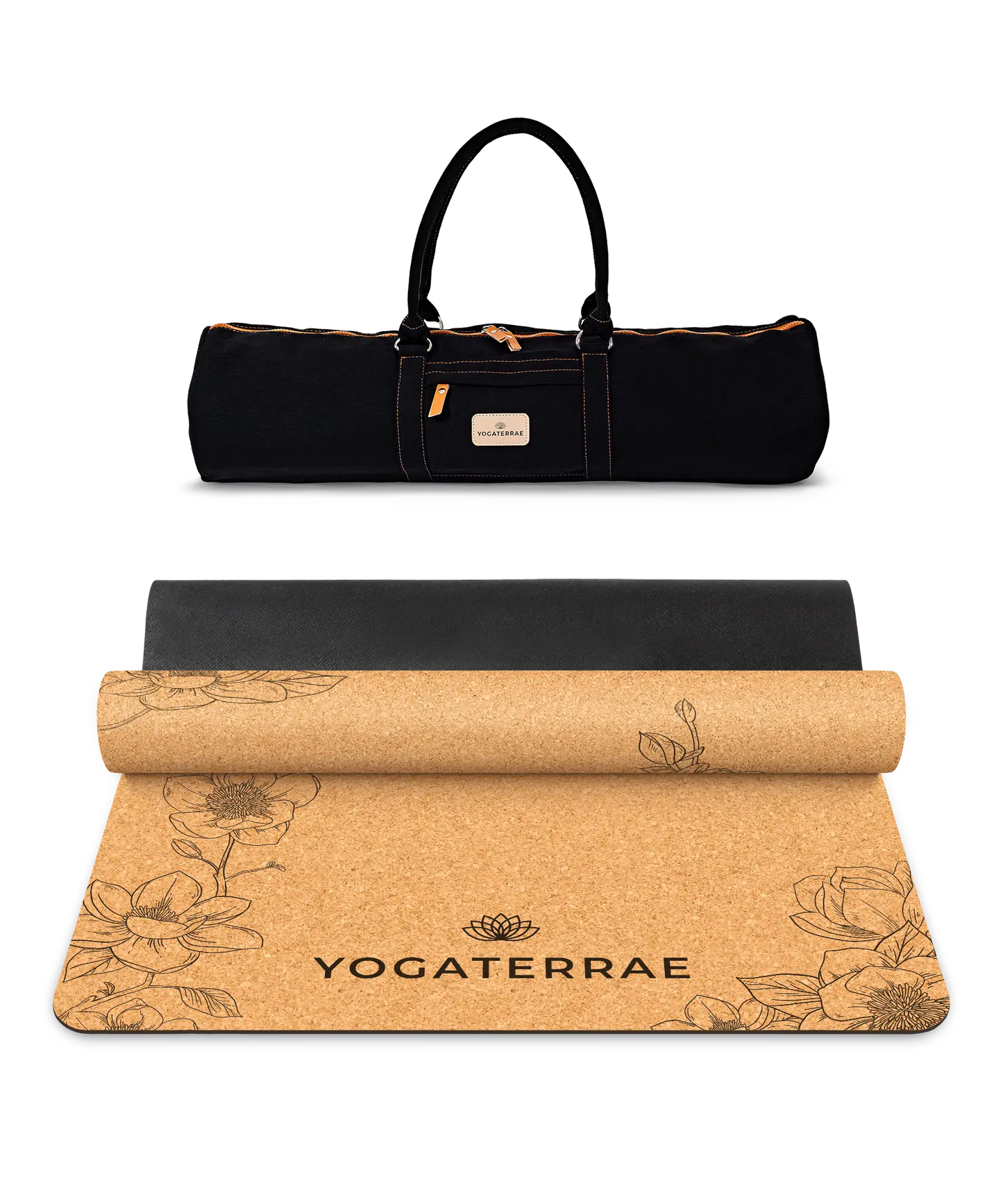 TAPIS DE YOGA LIÈGE & CAOUTCHOUC ANTIDÉRAPANT MAGNOLIAS AVEC SAC