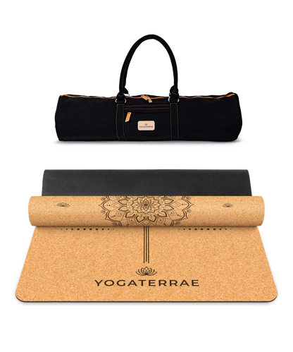 TAPIS DE YOGA LIÈGE & CAOUTCHOUC ANTIDÉRAPANT MANDALA AVEC SAC