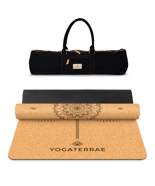 TAPIS DE YOGA LIÈGE & CAOUTCHOUC ANTIDÉRAPANT MANDALA AVEC SAC