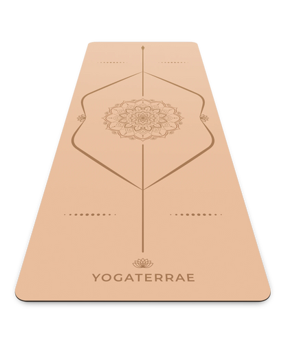TAPIS DE YOGA MANDALA BEIGE EN PU-CAOUTCHOUC NATUREL AVEC SAC