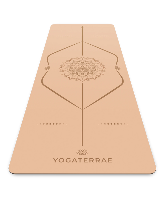 TAPIS DE YOGA ANTIDÉRAPANT BEIGE EN PU-CAOUTCHOUC NATUREL MANDALA