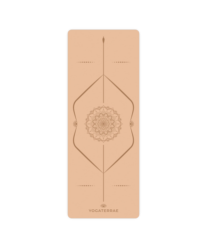 TAPIS DE YOGA MANDALA BEIGE EN PU-CAOUTCHOUC NATUREL AVEC SAC