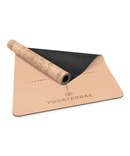 TAPIS DE YOGA MANDALA BEIGE EN PU-CAOUTCHOUC NATUREL AVEC SAC