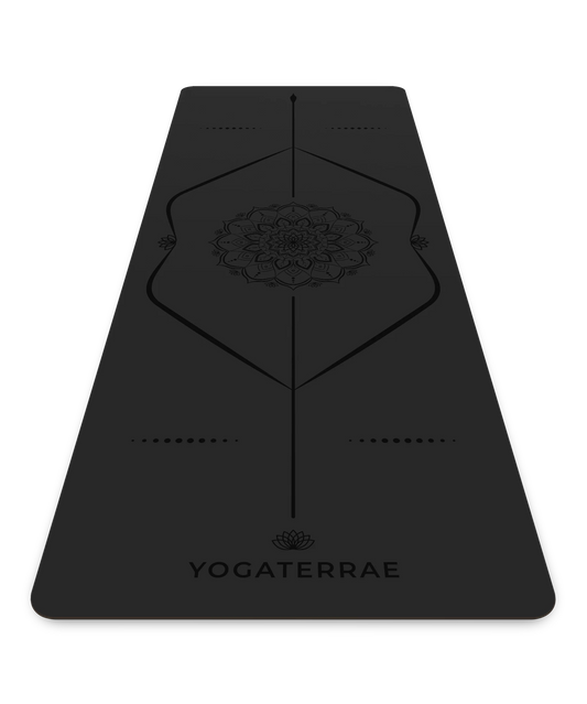 TAPIS DE YOGA MANDALA NOIR EN PU-CAOUTCHOUC NATUREL
