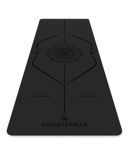 TAPIS DE YOGA MANDALA NOIR EN PU-CAOUTCHOUC NATUREL AVEC SAC