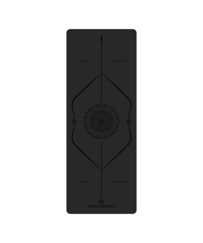 TAPIS DE YOGA MANDALA NOIR EN PU-CAOUTCHOUC NATUREL AVEC SAC