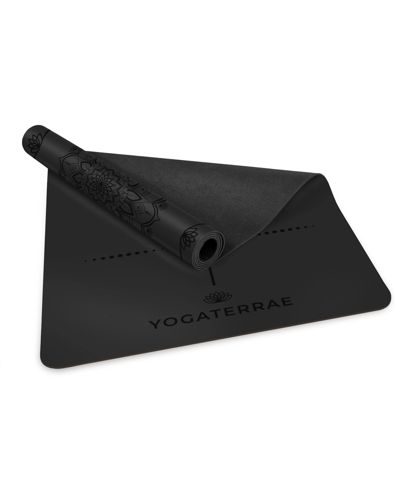 TAPIS DE YOGA MANDALA NOIR EN PU-CAOUTCHOUC NATUREL AVEC SAC