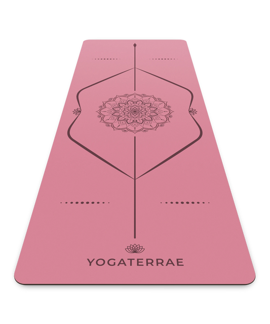 TAPIS DE YOGA ANTIDÉRAPANT BORDEAUX EN PU-CAOUTCHOUC NATUREL MANDALA