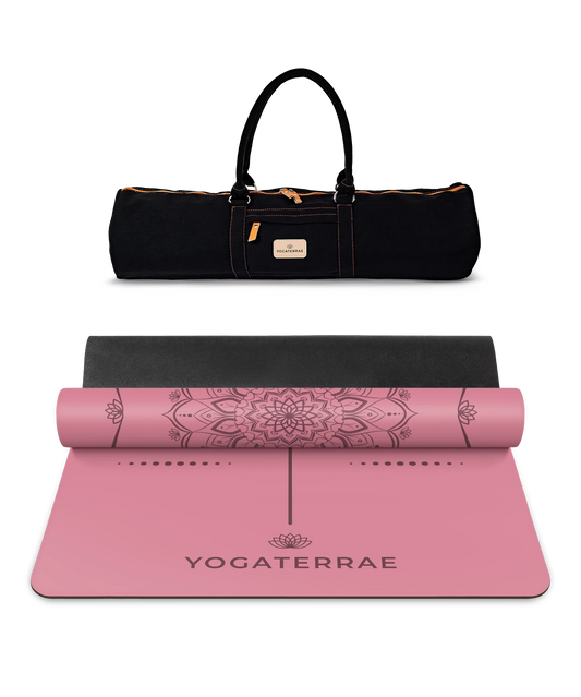 TAPIS DE YOGA MANDALA BORDEAUX EN PU-CAOUTCHOUC NATUREL AVEC SAC
