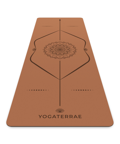 TAPIS DE YOGA ANTIDÉRAPANT MARRON EN PU-CAOUTCHOUC NATUREL MANDALA