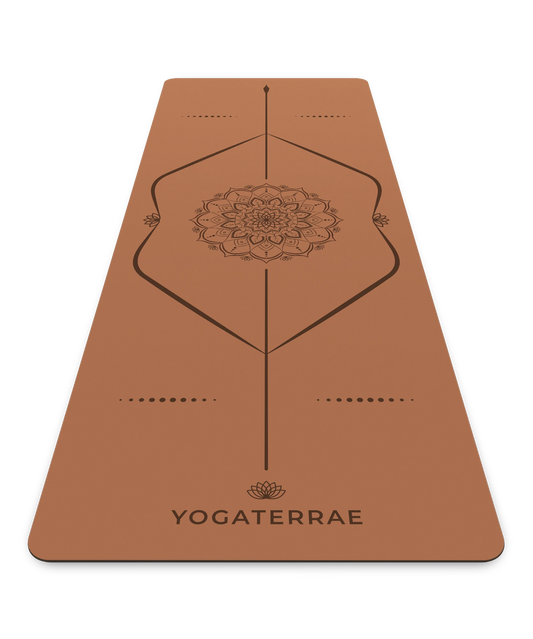 TAPIS DE YOGA ANTIDÉRAPANT MARRON EN PU-CAOUTCHOUC NATUREL MANDALA