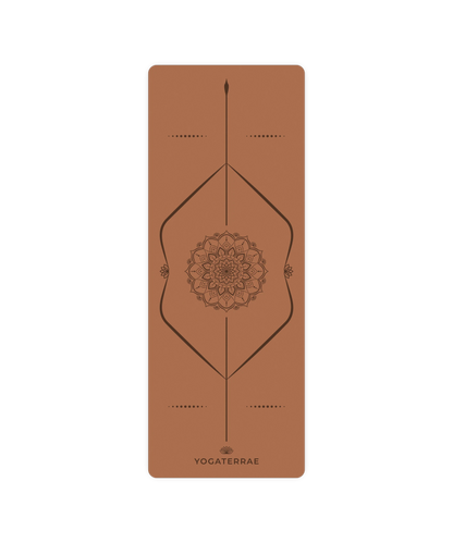 TAPIS DE YOGA ANTIDÉRAPANT MARRON EN PU-CAOUTCHOUC NATUREL MANDALA